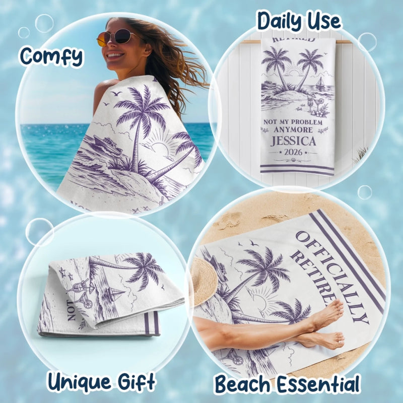 Personalized Beach Towel – Retirement Gifts For Women, Men – Officially Off The Clock