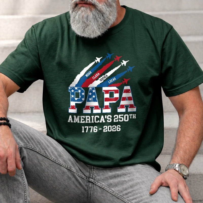 Personalized America 250th Anniversary Unisex T-shirt – Gifts For Dad, Grandpa – Proud American Since Birth