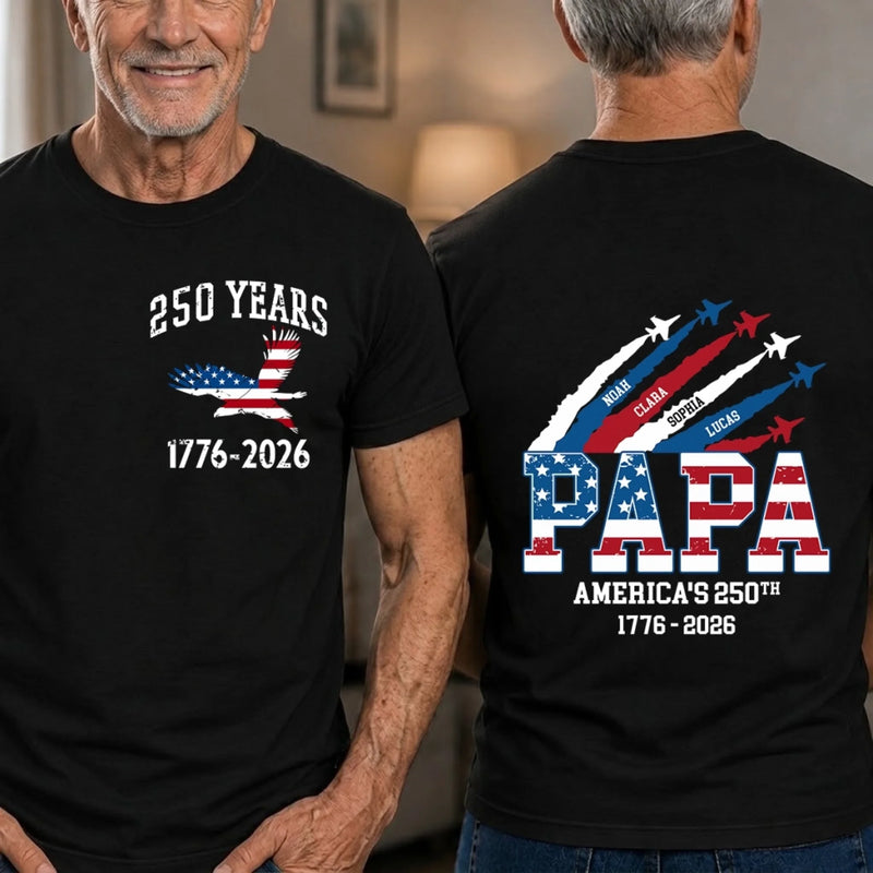 Personalized America 250th Anniversary Unisex T-shirt – Gifts For Dad, Grandpa – Red White Blue