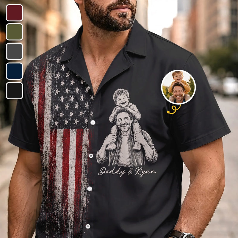 Personalized Photo Unisex Hawaiian Shirt – Gifts For Dad, Grandpa – Built On Freedom And Family