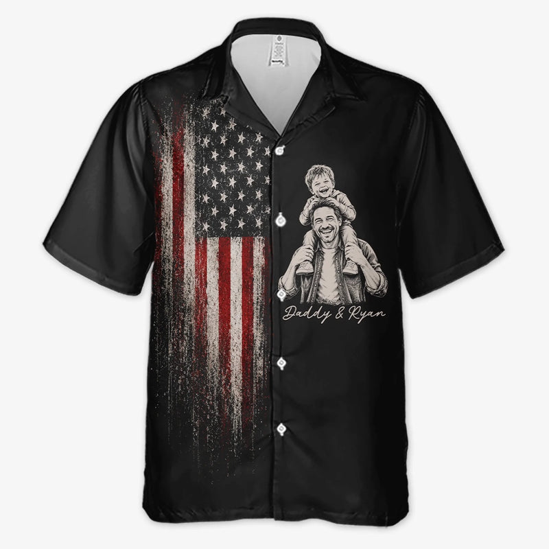Personalized Photo Unisex Hawaiian Shirt – Gifts For Dad, Grandpa – Built On Freedom And Family