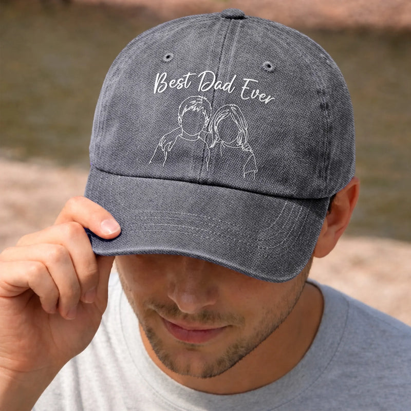 Personalized Photo Washed Cap – Gifts For Dad, Grandpa – Dad Is My Everyday Hero