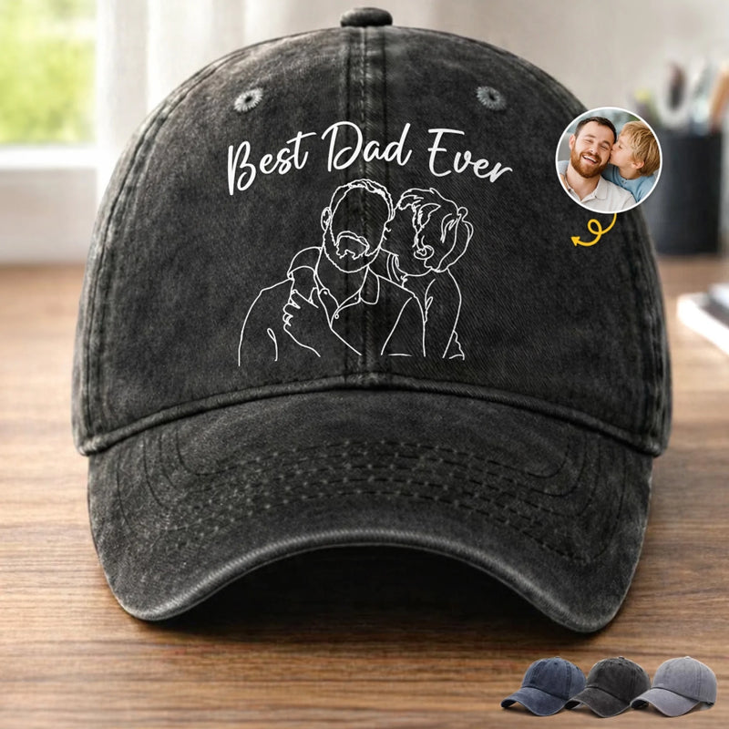 Personalized Photo Washed Cap – Gifts For Dad, Grandpa – Dad Is My Everyday Hero