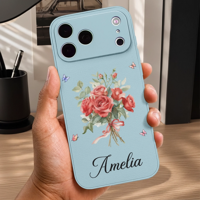 Personalized Leather Phone Case – Birthday Gifts For Women, Besties, Sisters, BFF – A Bouquet Just For You
