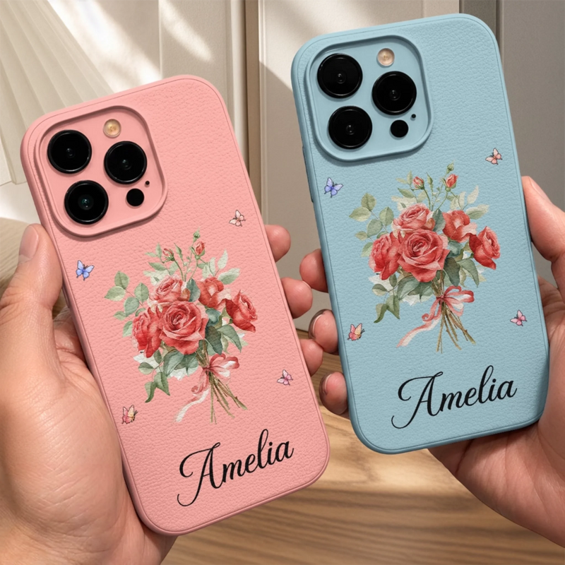 Personalized Leather Phone Case – Birthday Gifts For Women, Besties, Sisters, BFF – A Bouquet Just For You