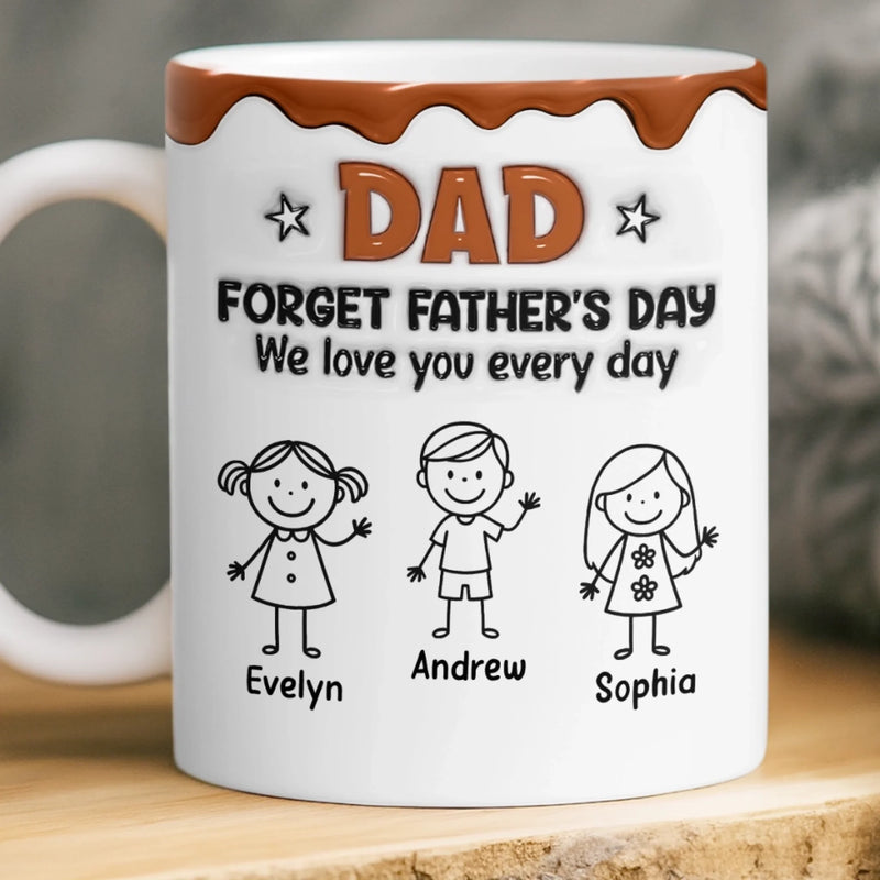 Personalized 3D Inflated Effect Printed Mug – Father's Day Gifts For Dad, Grandpa – Powered By Dad Energy