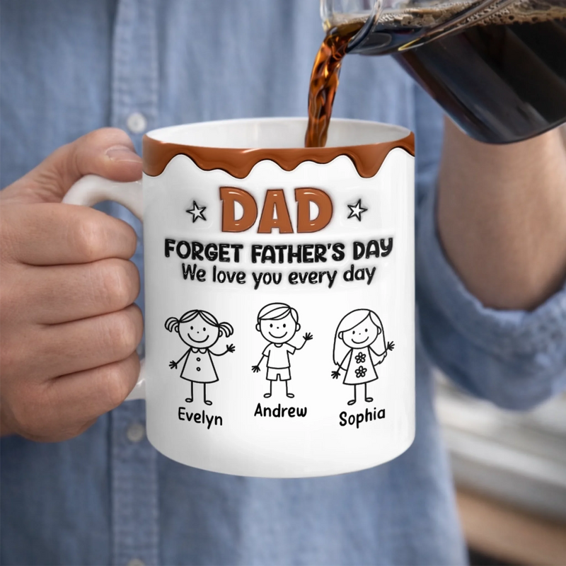 Personalized 3D Inflated Effect Printed Mug – Father's Day Gifts For Dad, Grandpa – Powered By Dad Energy