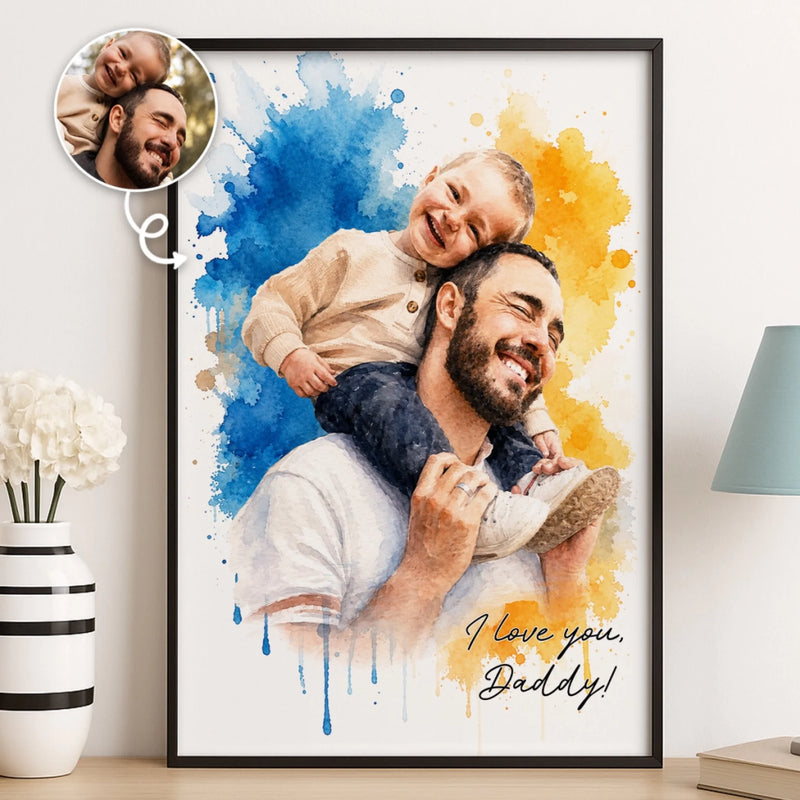 Personalized Photo Vertical Poster – Birthday Gifts For Dad, Grandpa – Dad Makes The World Brighter