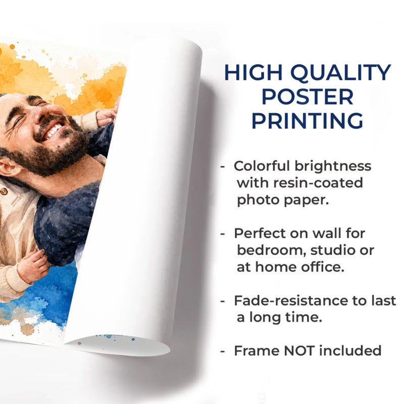 Personalized Photo Vertical Poster – Birthday Gifts For Dad, Grandpa – Dad Makes The World Brighter