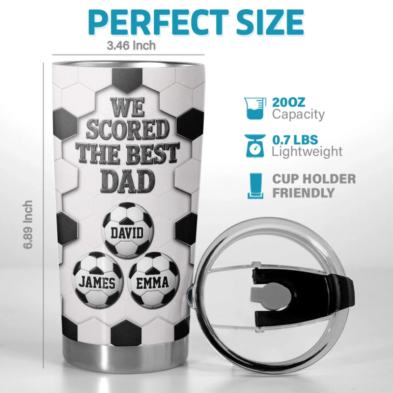 Personalized Tumbler – Gifts For Dad, Grandpa, Soccer Lovers, Sports Fans, Sports Lovers – Fueled By Coffee And Soccer