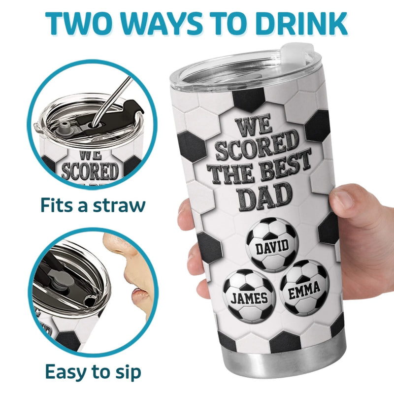 Personalized Tumbler – Gifts For Dad, Grandpa, Soccer Lovers, Sports Fans, Sports Lovers – Fueled By Coffee And Soccer