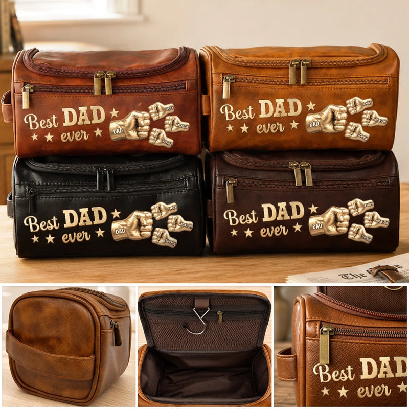 Personalized Leather Toiletry Bag – Birthday Gifts For Dad, Grandpa – Dad’s Love Never Fades