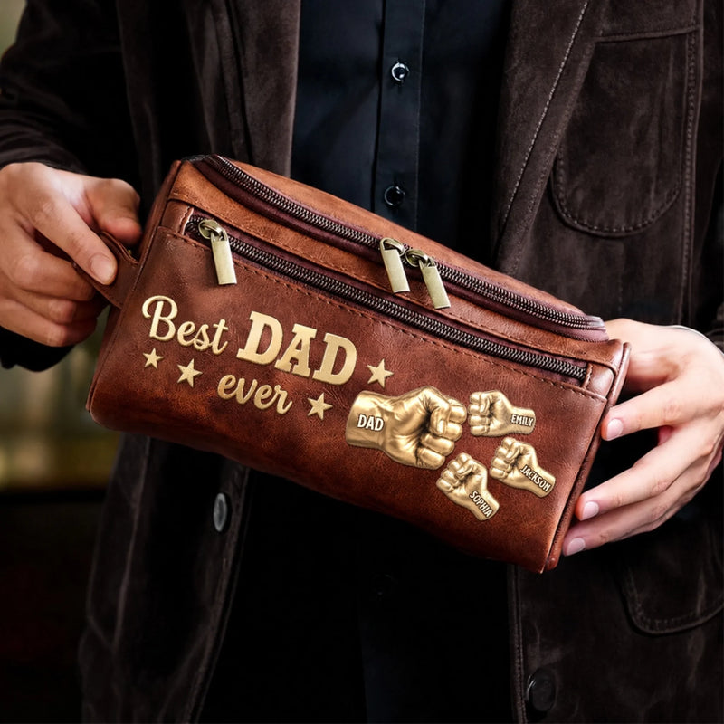 Personalized Leather Toiletry Bag – Birthday Gifts For Dad, Grandpa – Dad’s Love Never Fades