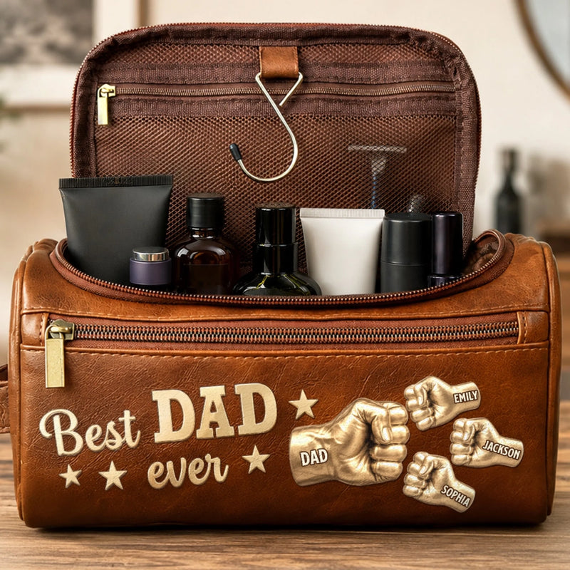 Personalized Leather Toiletry Bag – Birthday Gifts For Dad, Grandpa – Dad’s Love Never Fades