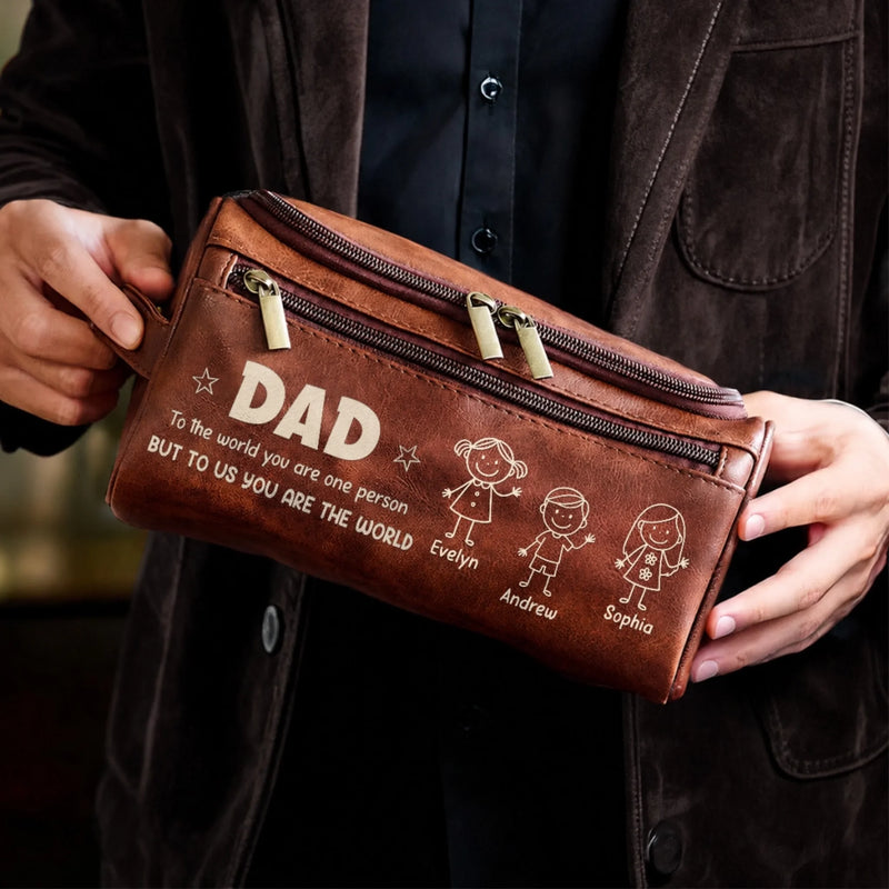 Personalized Leather Toiletry Bag – Birthday Gifts For Dad, Grandpa – Forever Loved By Dad