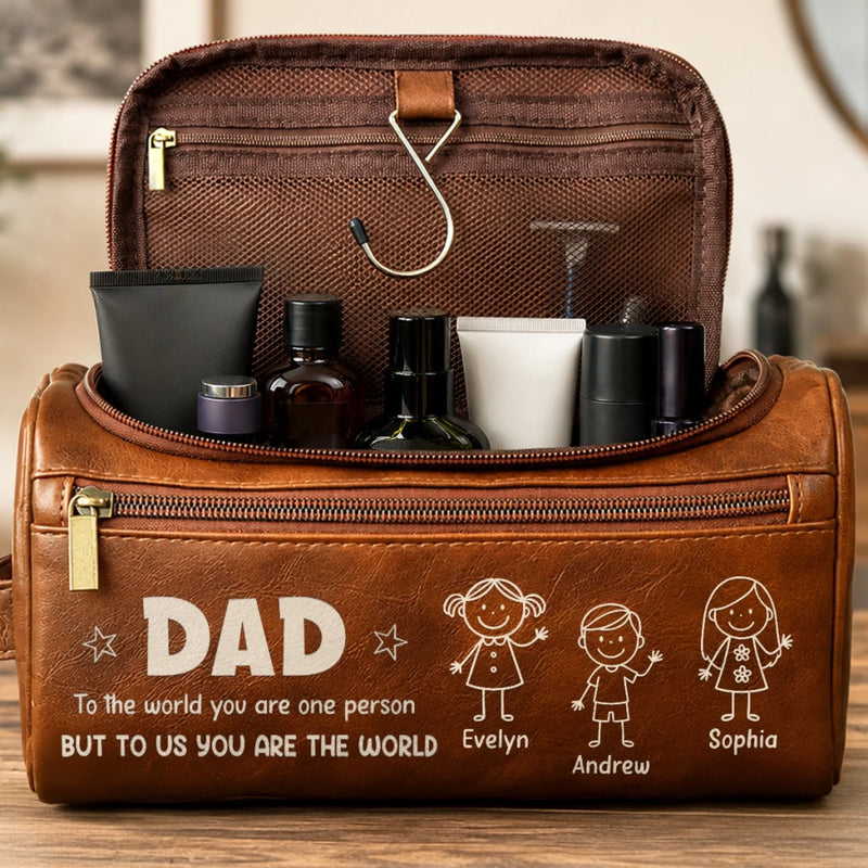 Personalized Leather Toiletry Bag – Birthday Gifts For Dad, Grandpa – Forever Loved By Dad