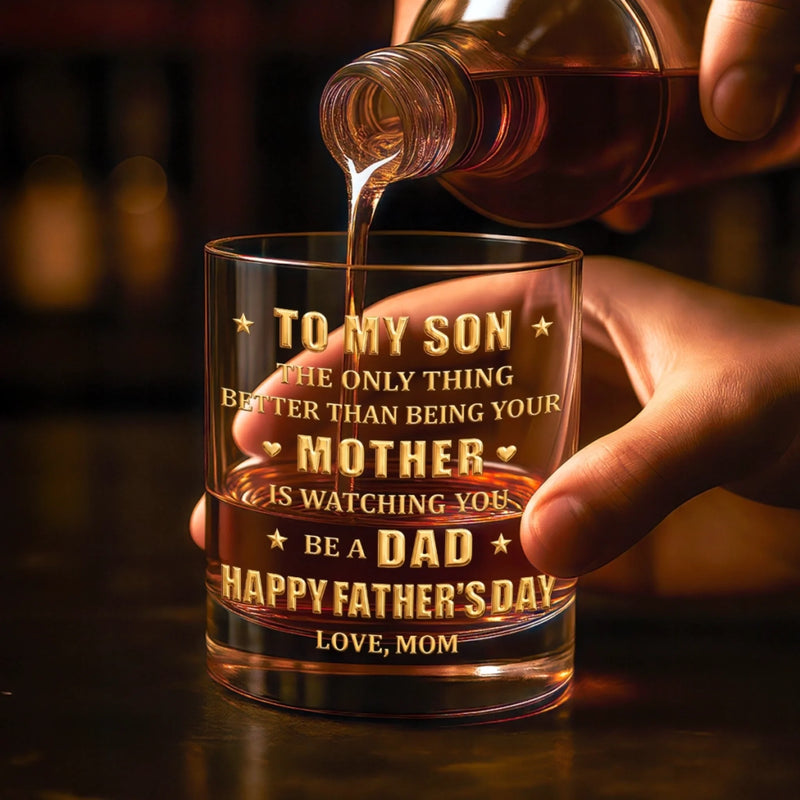 Personalized Whiskey Glass – Father's Day Gifts For Son – Raised A Son, Cheer A Dad