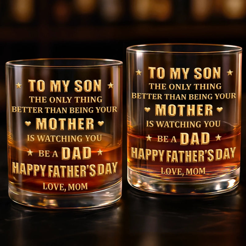 Personalized Whiskey Glass – Father's Day Gifts For Son – Raised A Son, Cheer A Dad