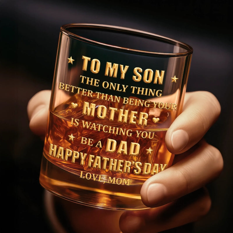 Personalized Whiskey Glass – Father's Day Gifts For Son – Raised A Son, Cheer A Dad