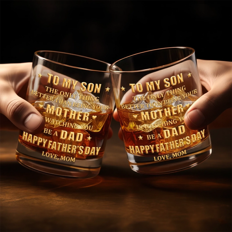 Personalized Whiskey Glass – Father's Day Gifts For Son – Raised A Son, Cheer A Dad