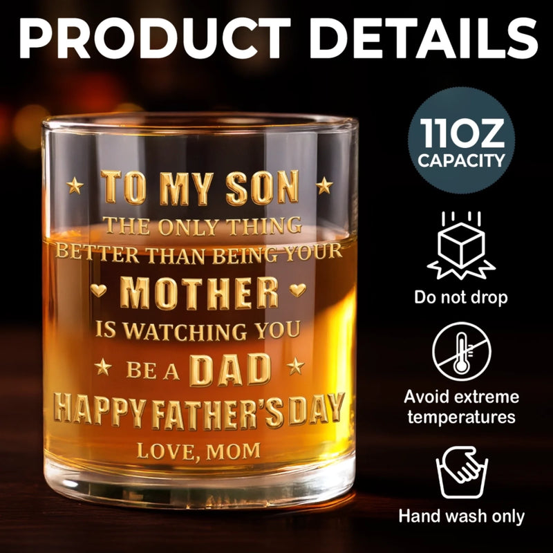 Personalized Whiskey Glass – Father's Day Gifts For Son – Raised A Son, Cheer A Dad