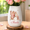 Personalized Oval Ceramic Flower Vase – Birthday Gifts For Women, Besties, Sisters, BFF – Butterflies Bloom Beautifully Daily