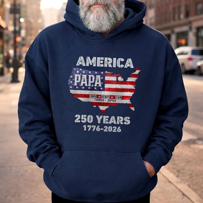 Personalized America 250th Anniversary T-shirt, Hoodie – Gifts For Dad, Grandpa – Proud Dad Proud Legacy