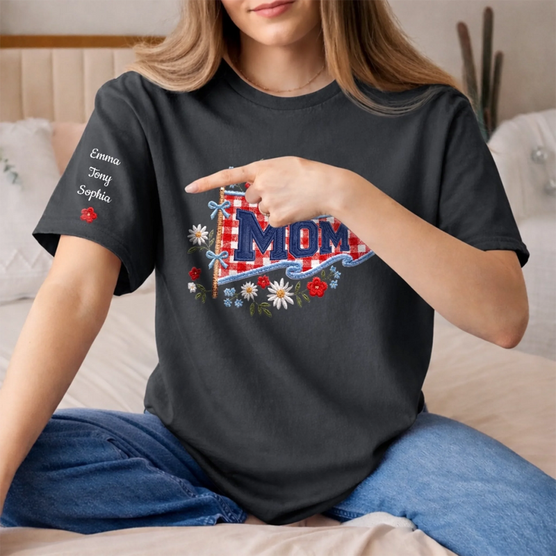 Personalized Unisex T-Shirt With Design On Sleeve – 4th Of July Gifts For Mom, Grandma – A Mother’s Greatest Treasure