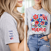 Personalized Unisex T-Shirt With Design On Sleeve – 4th Of July Gifts For Mom, Grandma – Red, White And Blooming Love
