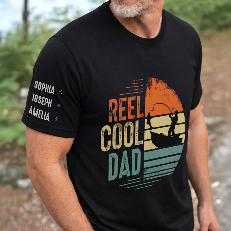 Personalized Unisex T-Shirt With Design On Sleeve – Gifts For Fisherman, Dad, Grandpa – The Fishing Legend