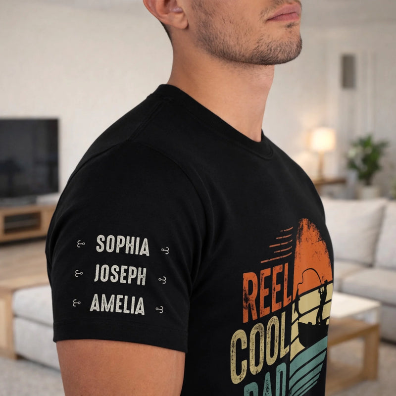 Personalized Unisex T-Shirt With Design On Sleeve – Gifts For Fisherman, Dad, Grandpa – The Fishing Legend