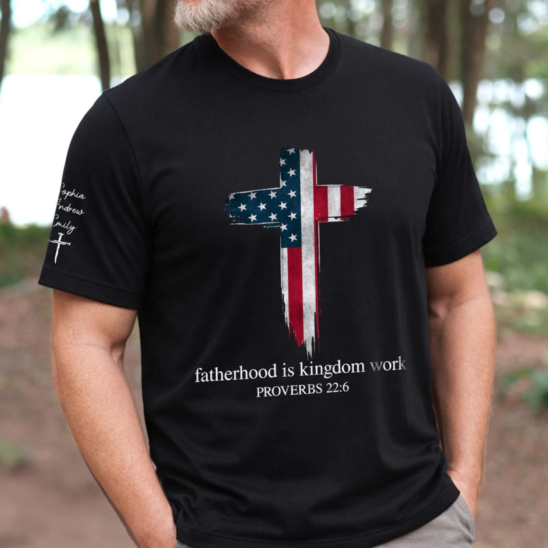 Personalized Unisex T-Shirt With Design On Sleeve – Gifts For Dad, Grandpa – Dad Makes Ordinary Days Special