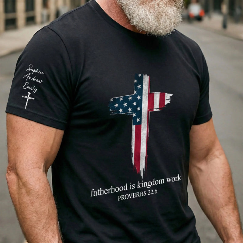Personalized Unisex T-Shirt With Design On Sleeve – Gifts For Dad, Grandpa – Dad Makes Ordinary Days Special