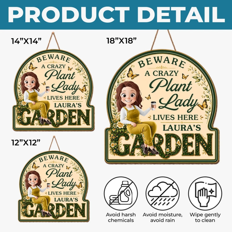 Personalized Wood Sign – Gifts For Gardeners – A Crazy Plant Lady Lives Here