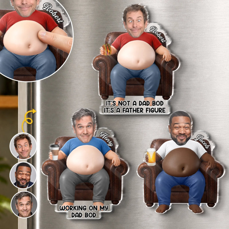 Personalized Photo Dad Bod Belly Squishy Acrylic Fridge Magnet – Funny Gifts For Dad, Grandpa – It's A Father Figure