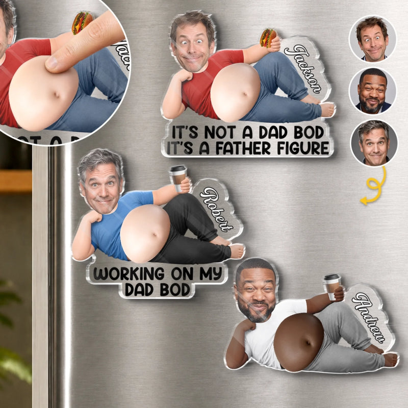 Personalized Photo Dad Bod Belly Squishy Acrylic Fridge Magnet – Funny Gifts For Dad, Grandpa – Dad Bod