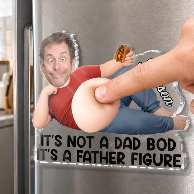 Personalized Photo Dad Bod Belly Squishy Acrylic Fridge Magnet – Funny Gifts For Dad, Grandpa – Dad Bod