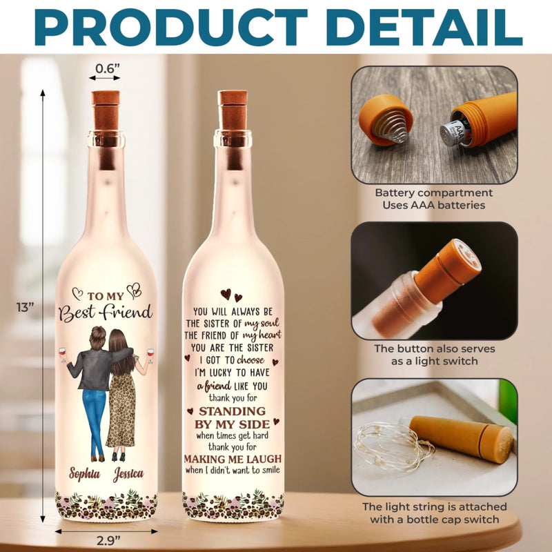 Personalized Bottle Lamp – Custom Birthday Gift for Best Friends  Women, Sisters & BFFs - The Friend Of My Heart