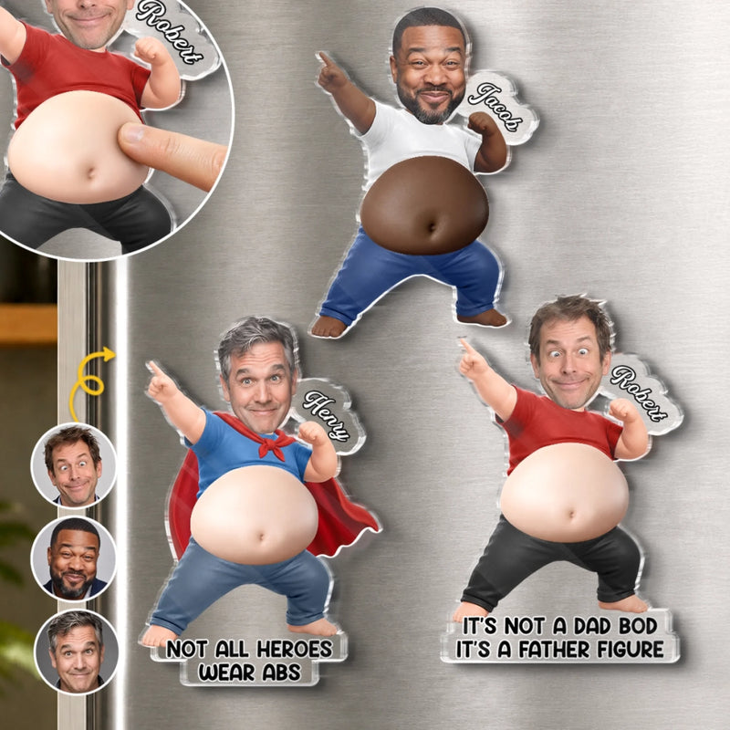 Personalized Photo Dad Bod Belly Squishy Acrylic Fridge Magnet – Funny Gifts For Dad, Grandpa – Official Belly Appreciation Club