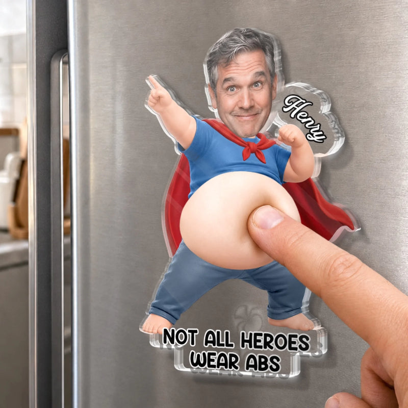 Personalized Photo Dad Bod Belly Squishy Acrylic Fridge Magnet – Funny Gifts For Dad, Grandpa – Official Belly Appreciation Club