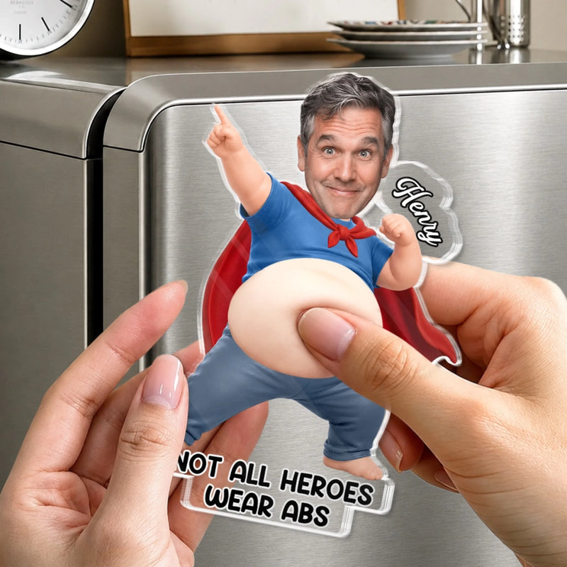 Personalized Photo Dad Bod Belly Squishy Acrylic Fridge Magnet – Funny Gifts For Dad, Grandpa – Official Belly Appreciation Club