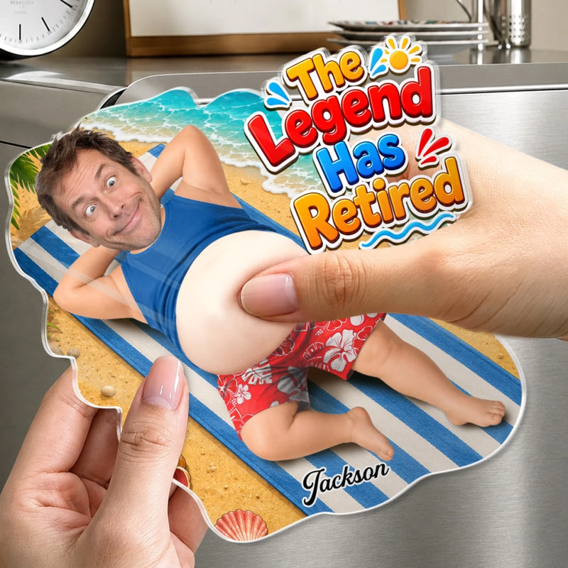 Personalized Photo Dad Bod Belly Squishy Acrylic Fridge Magnet – Funny Gifts For Dad, Grandpa – The Legend Has Retired