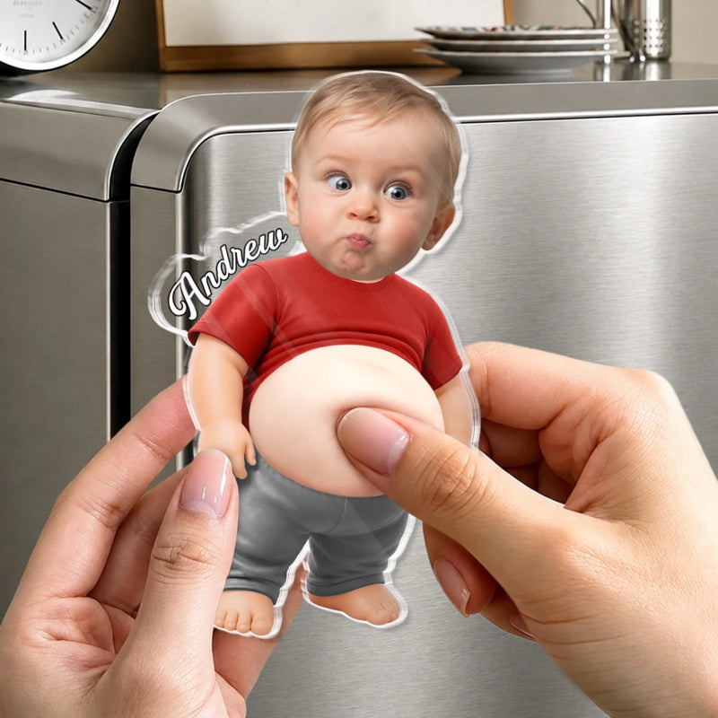 Personalized Photo Big Belly Fridge Magnet – Funny Gift For Family – Too Cool To Be Normal