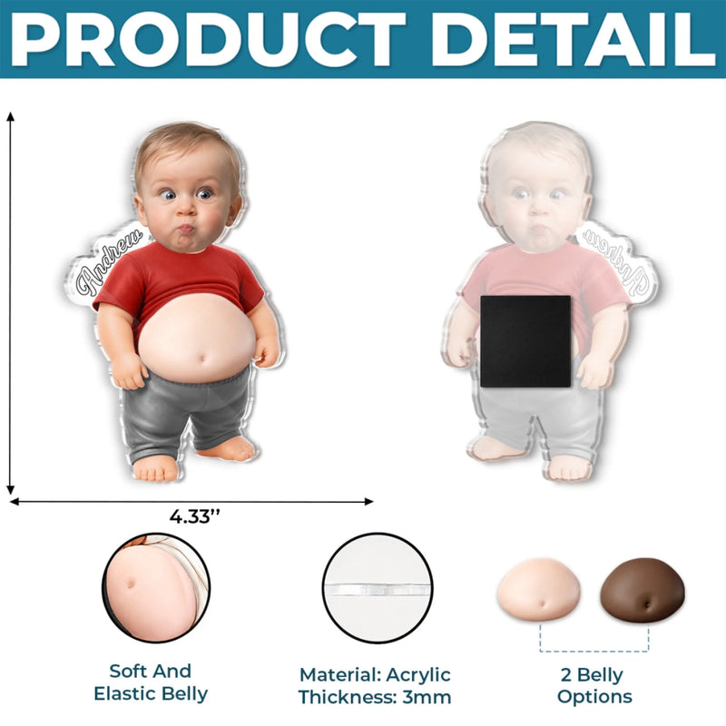 Personalized Photo Big Belly Fridge Magnet – Funny Gift For Family – Too Cool To Be Normal