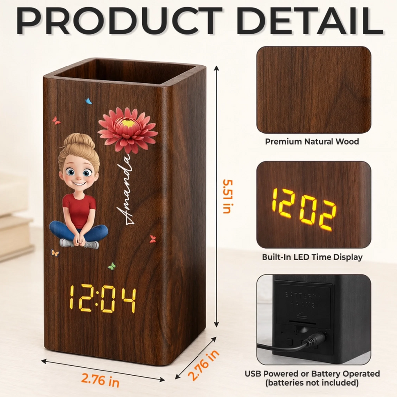 Personalized Pen Holder With Clock – Gifts For Women, Besties, Sisters, BFF – Lost In My Own World