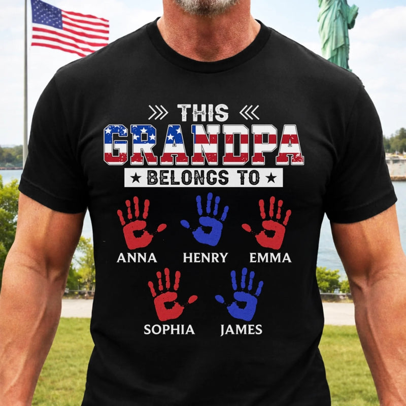 Personalized America 250th Anniversary T-shirt, Hoodie – Gifts For Dad, Grandpa – This Proud Grandpa Belongs To Awesome Kids