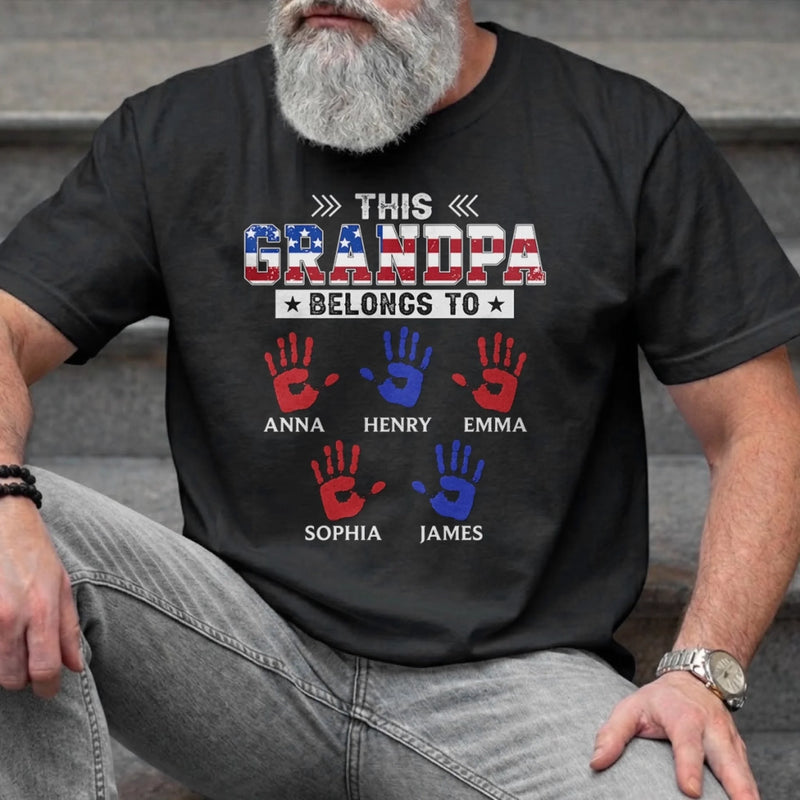 Personalized America 250th Anniversary T-shirt, Hoodie – Gifts For Dad, Grandpa – This Proud Grandpa Belongs To Awesome Kids