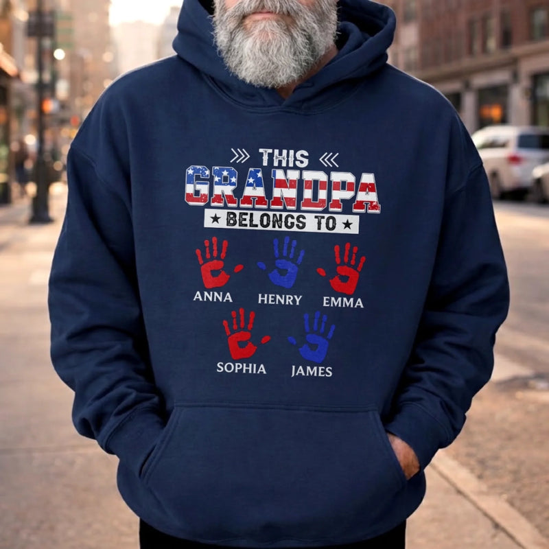 Personalized America 250th Anniversary T-shirt, Hoodie – Gifts For Dad, Grandpa – This Proud Grandpa Belongs To Awesome Kids