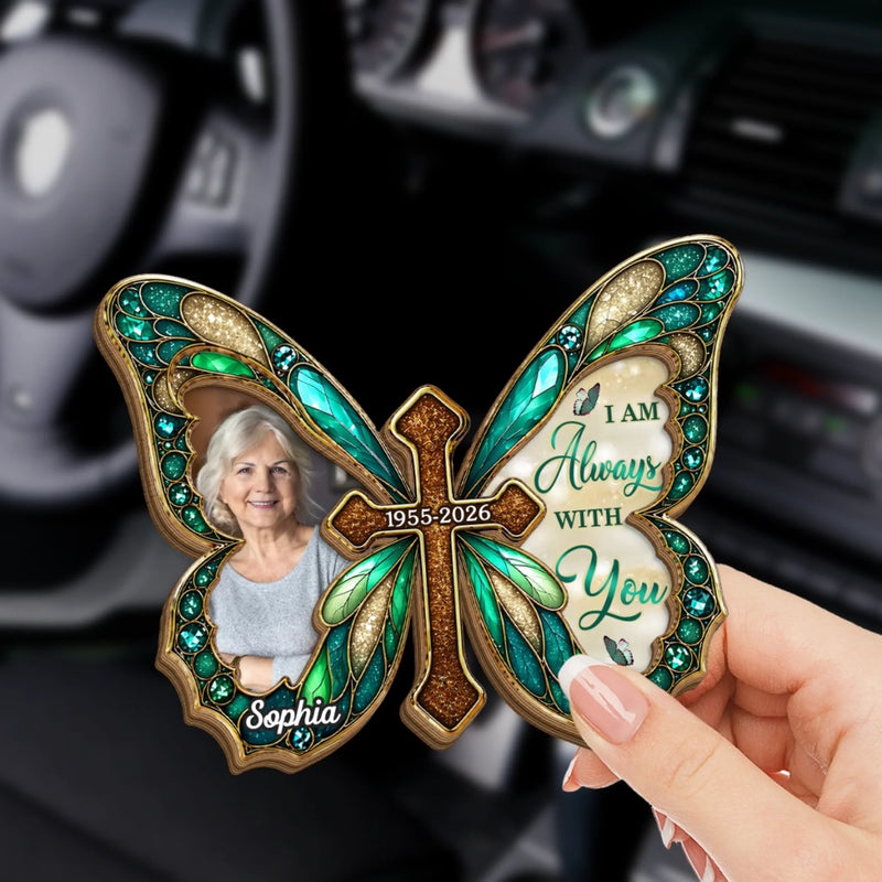 Personalized Photo Car Visor Clip – Sympathy Gift – Butterfly Kisses From Heaven