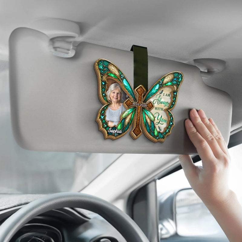 Personalized Photo Car Visor Clip – Sympathy Gift – Butterfly Kisses From Heaven